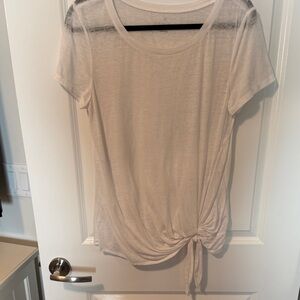 Caslon Light Cream Short Sleeve Tee with Tie Detail